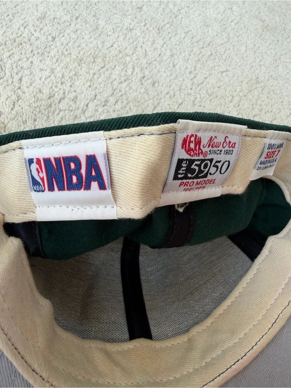 Vintage 1994 New Era 5950 Size 7 Seattle SuperSonics NBA Green Fitted Wool Hat